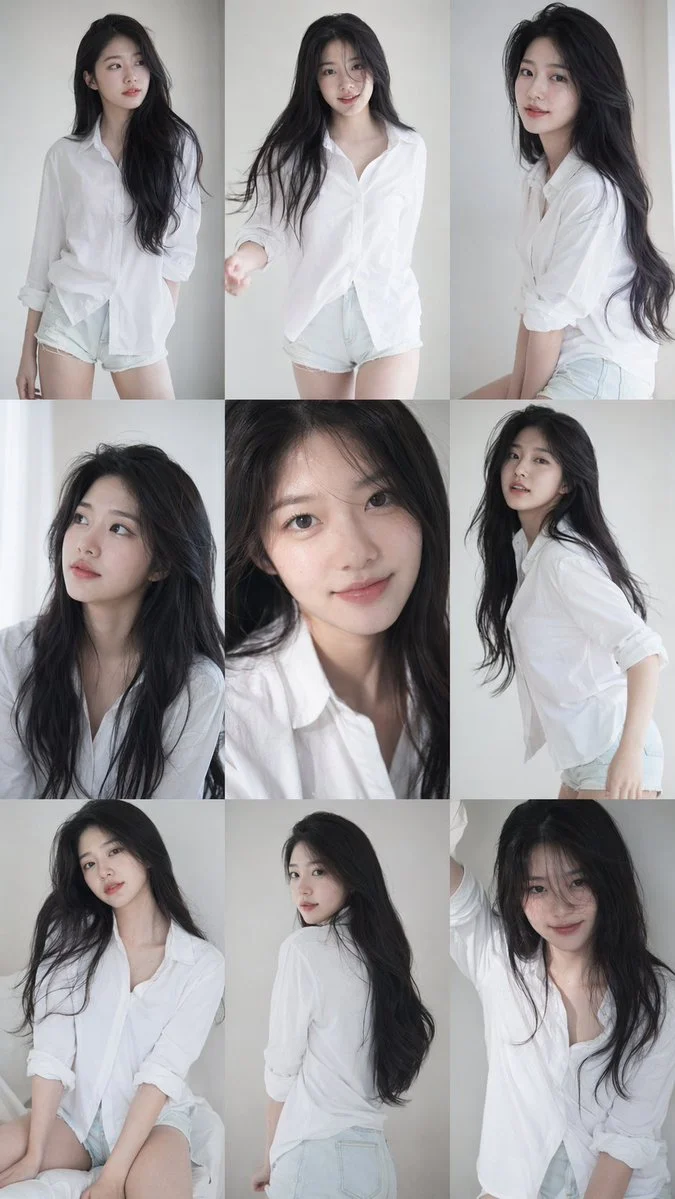 GPT Image 2 generated Korean idol 3x3 portrait grid with consistent identity across nine frames