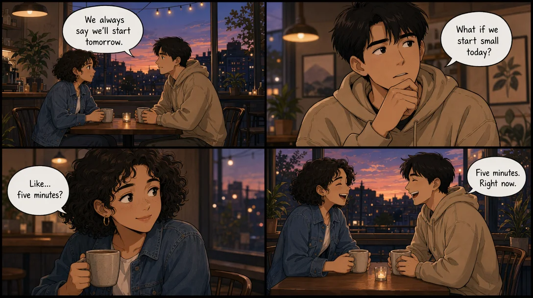 GPT Image 2 generated 4-panel comic strip with consistent characters and readable dialogue