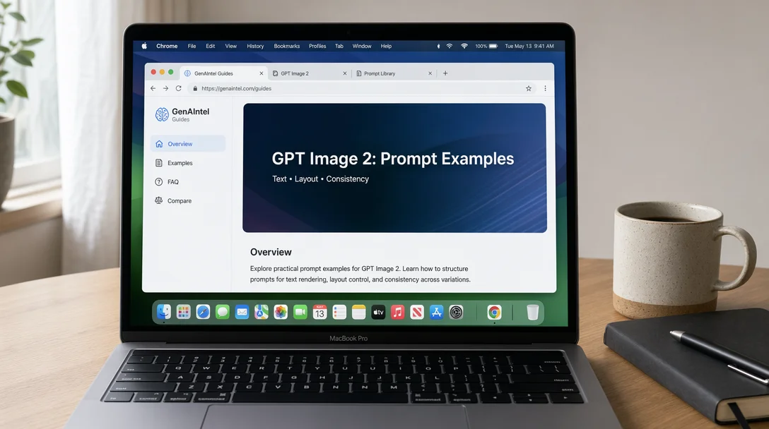 GPT Image 2 generated photorealistic MacBook with Chrome browser UI mockup